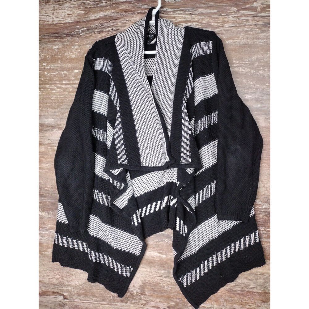 Torrid Cardigan Sweater Black White Striped Open Front Torrid Size 0